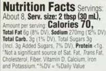 Nutrition Information - Honey Mustard Salad Dressing