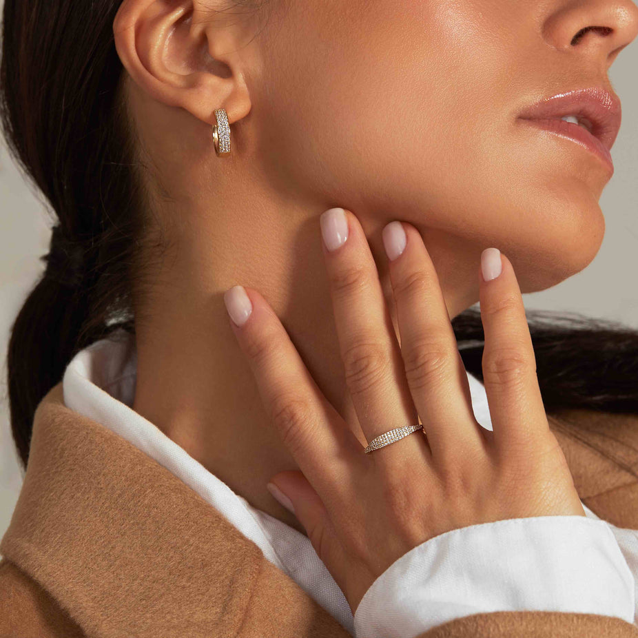 14k Solid Gold Diamond Micro Pave Signet Ring