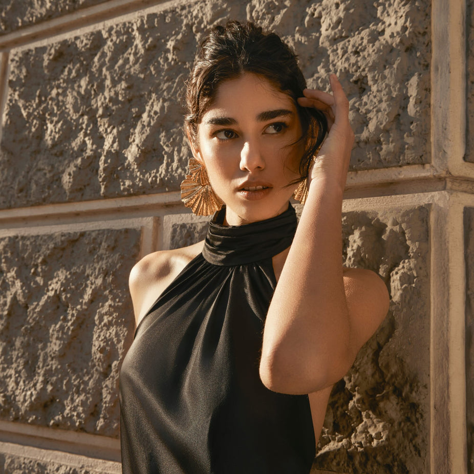 Priscilla Silk Halter Mini Dress