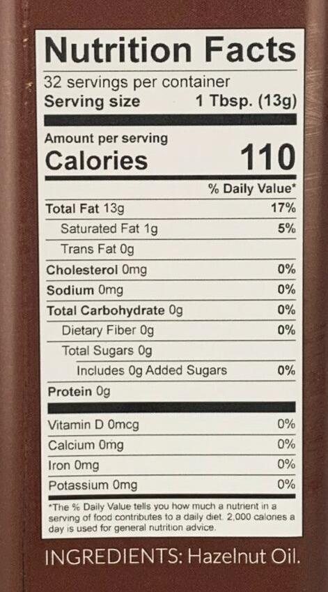 Hazelnut Cold Press Oil