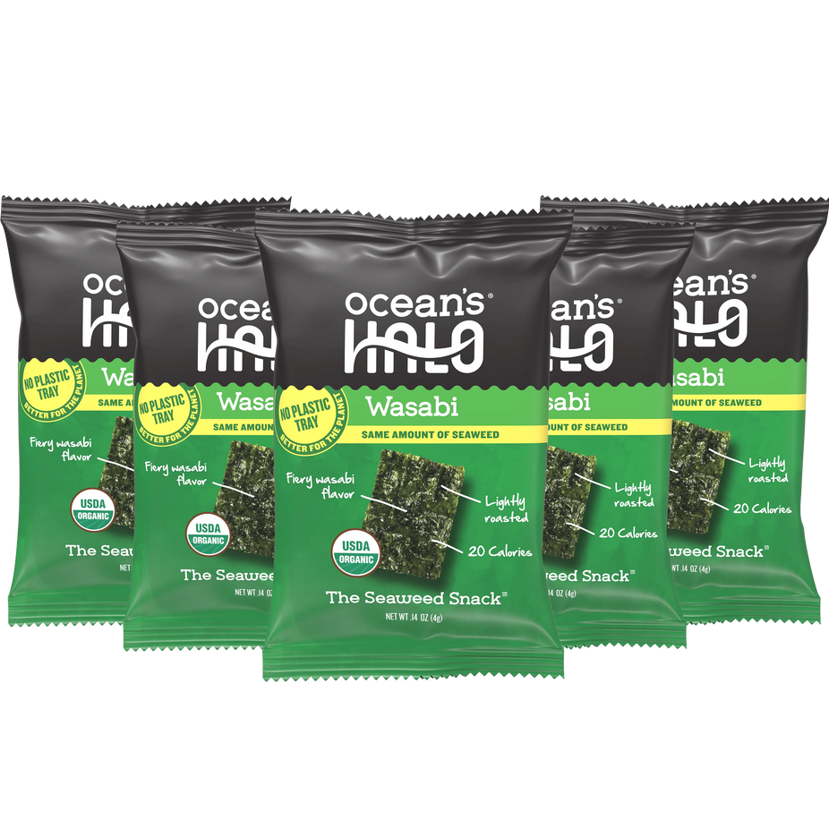 Organic Wasabi Trayless Seaweed Snacks (5 Pack)