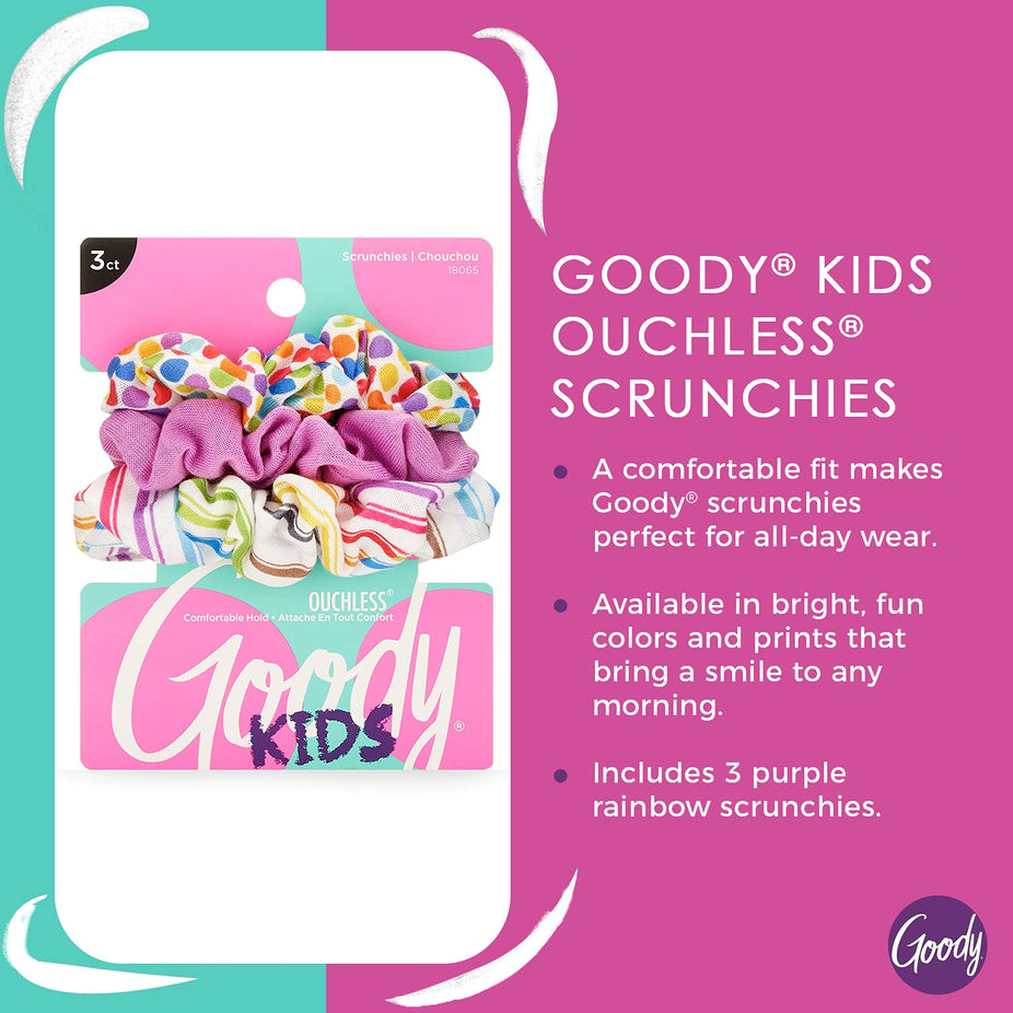 Kids Scrunchies Purple Rainbow (3 CT)