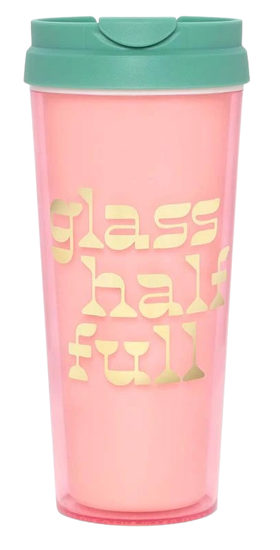 Hot Stuff Thermal Mug, Glass Half Full, 16oz