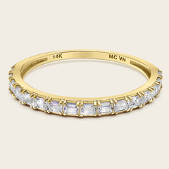 14k Solid Gold Diamond Baguette Half Eternity Ring