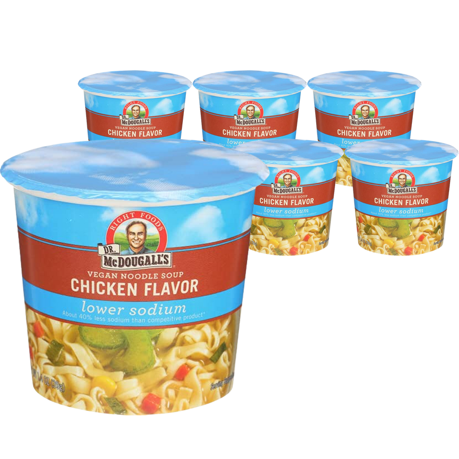 Lower Sodium Vegan Chicken Noodle Soup Cups (6 Pack)