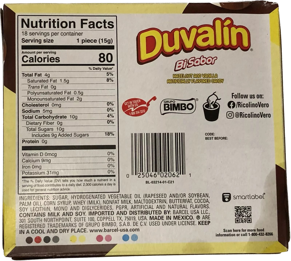 Duvalin Hazelnut and Vanilla Candy (18 CT)