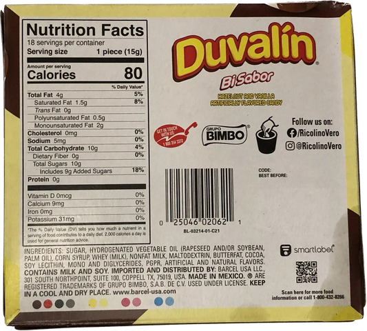 Duvalin Hazelnut and Vanilla Candy (18 CT)