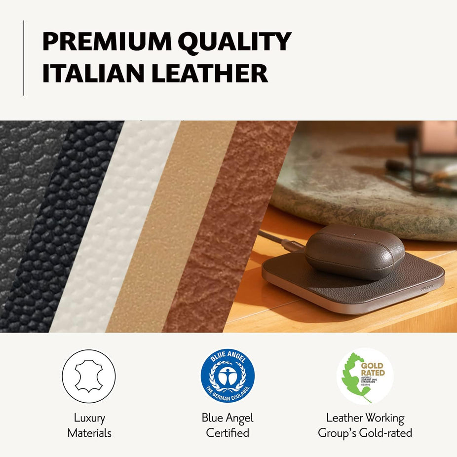 CATCH 1 Single-Device Charging Pad Leather - Black