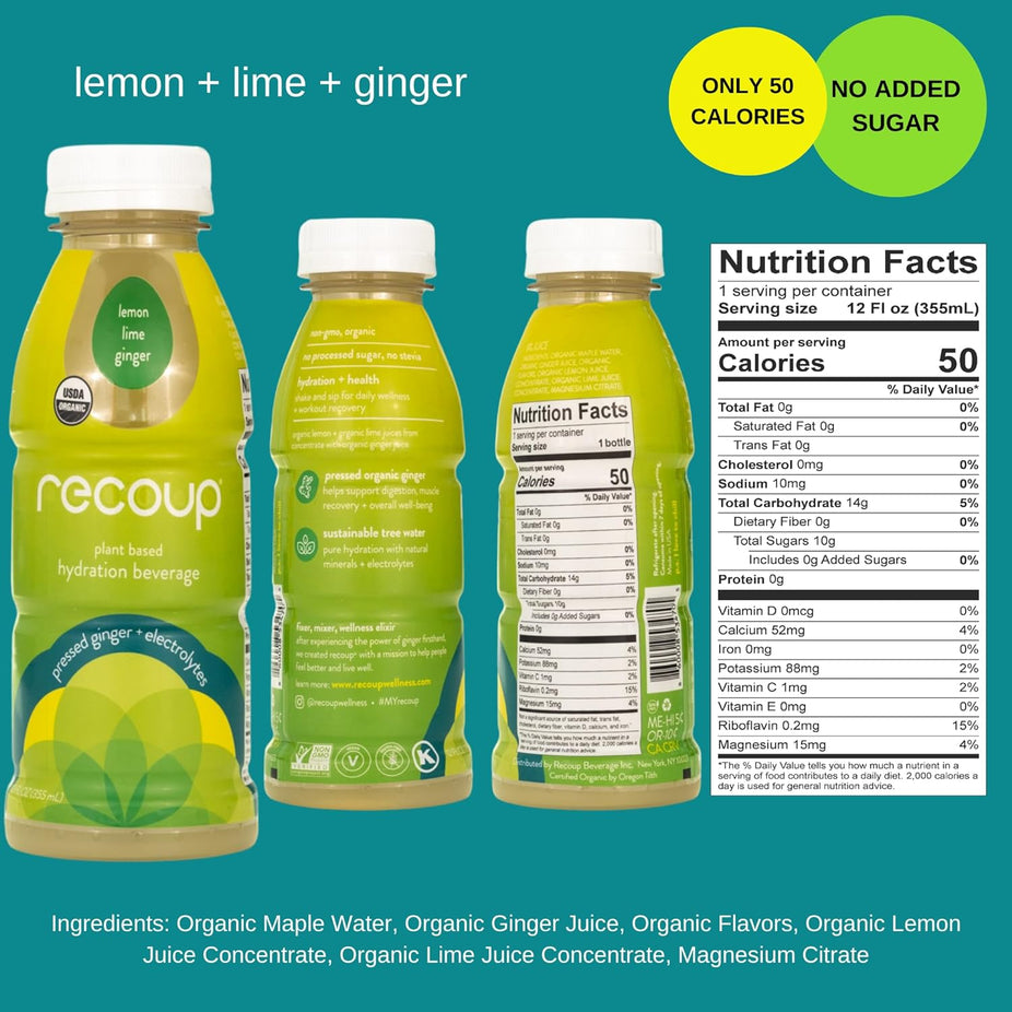 Organic Lemon - Lime - Ginger - Hydration Beverage (12 Pack)