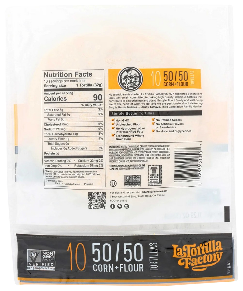 50/50 Yellow Corn & Flour Blend Tortillas