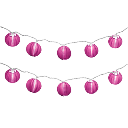 Electric String Lights with 10 Nylon Lanterns - Pink