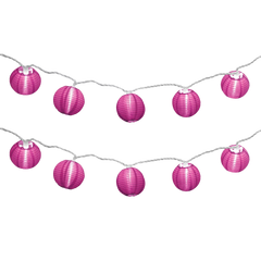 Electric String Lights with 10 Nylon Lanterns - Pink