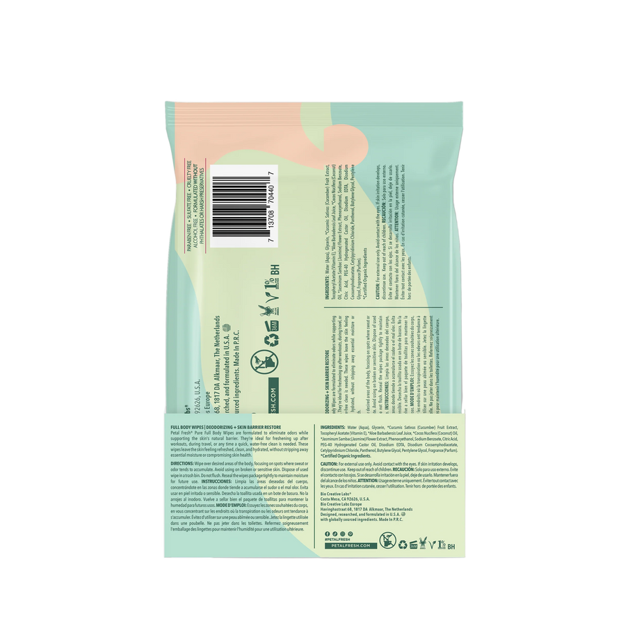 Fresh Cucumber Deodorizing & Restoring Full Body Wipes (4 Pack)