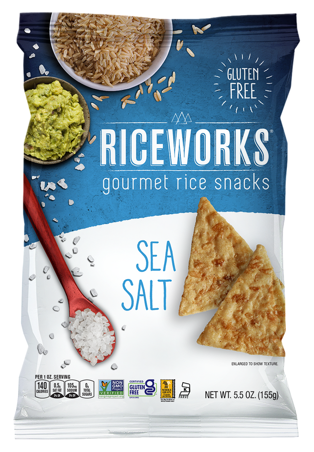 Riceworks Sea Salt Gourmet Rice Snacks product package