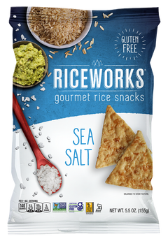 Riceworks Sea Salt Gourmet Rice Snacks product package