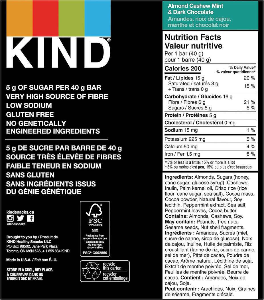 Dark Chocolate Almond Mint Bars (12 CT)