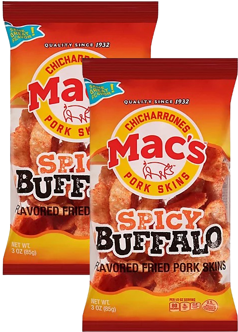 Spicy Buffalo - Flavored Fried Pork Skins (2 Pack)