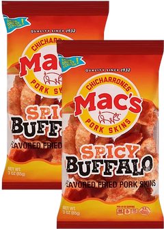 Spicy Buffalo - Flavored Fried Pork Skins (2 Pack)