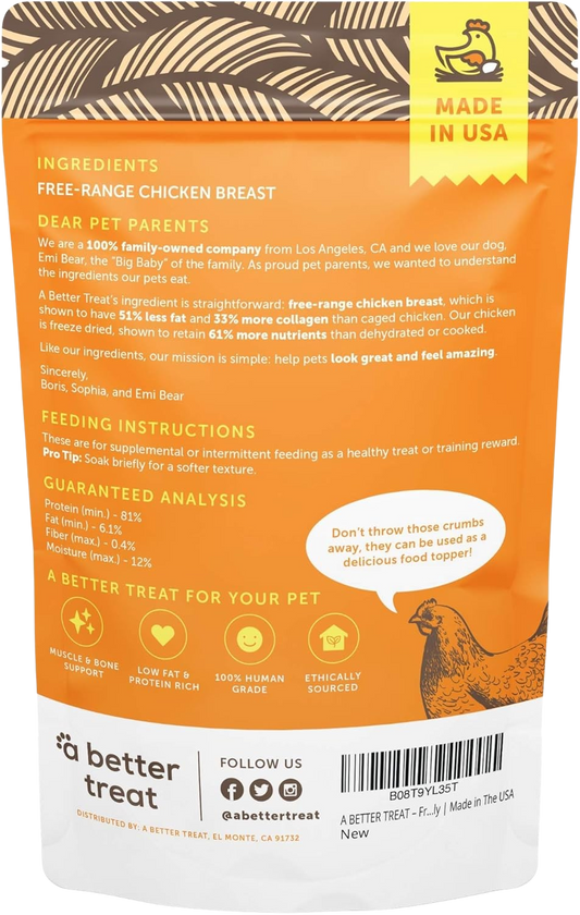 Freeze Dried Free Range Chicken Breast Dog and Cat Treats