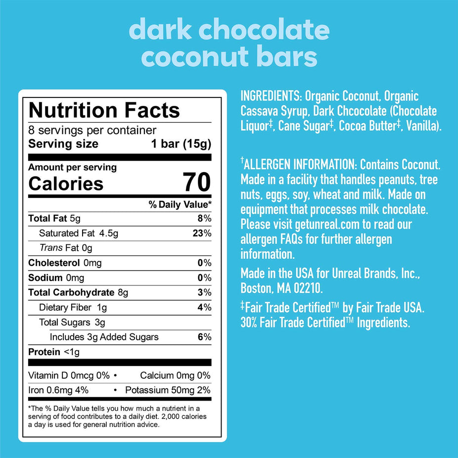 Dark Chocolate Coconut Bars (20 CT)