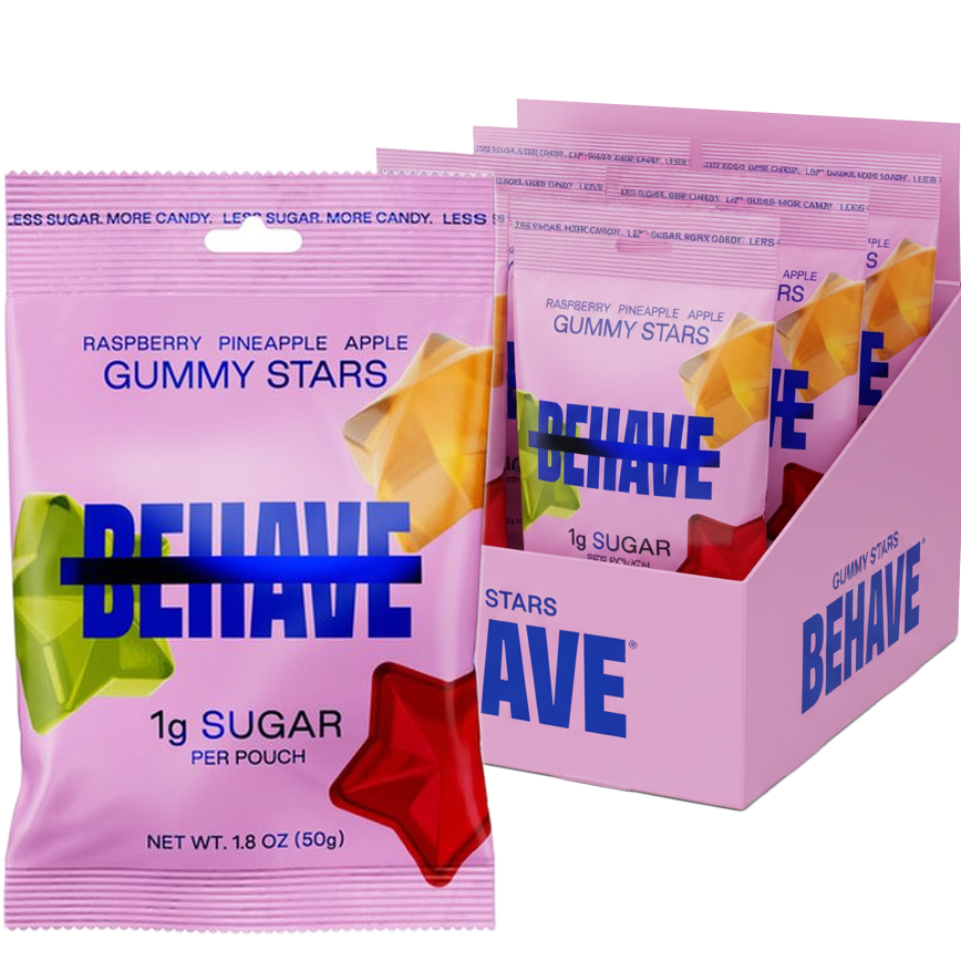 Behave Raspberry, Apple, & Pineapple Gummy Stars (6 Pack)