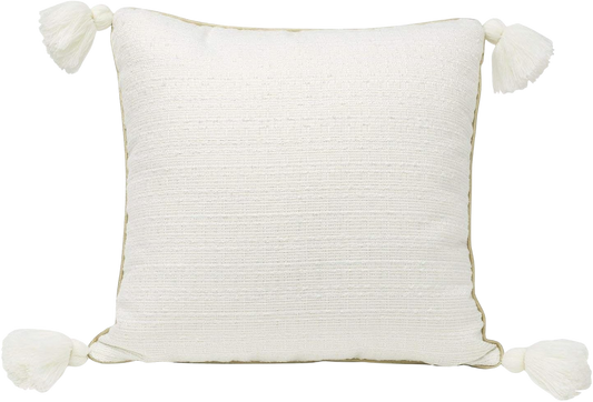 Throw Pillow - Cream and Gold with Tassels