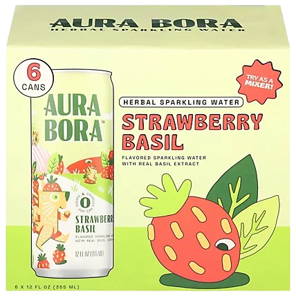 Strawberry Basil Sparkling Water (6 Pack)