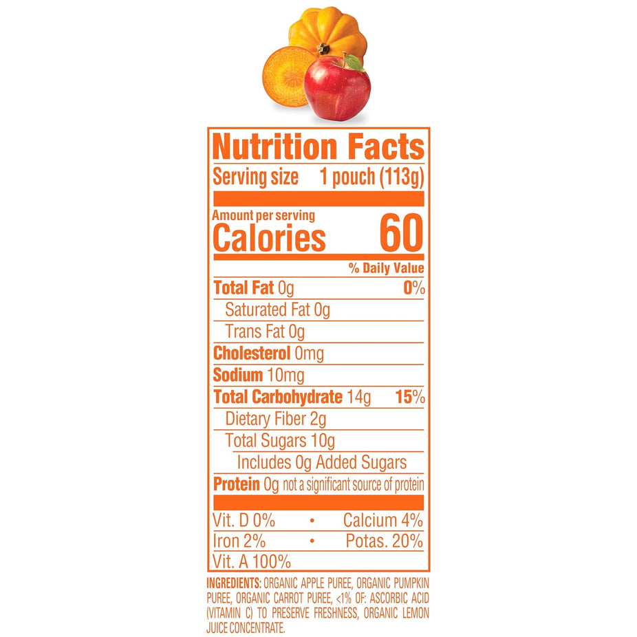 Stage 2 Organic Apples, Pumpkin and Carrots Baby Food (16 Pack)