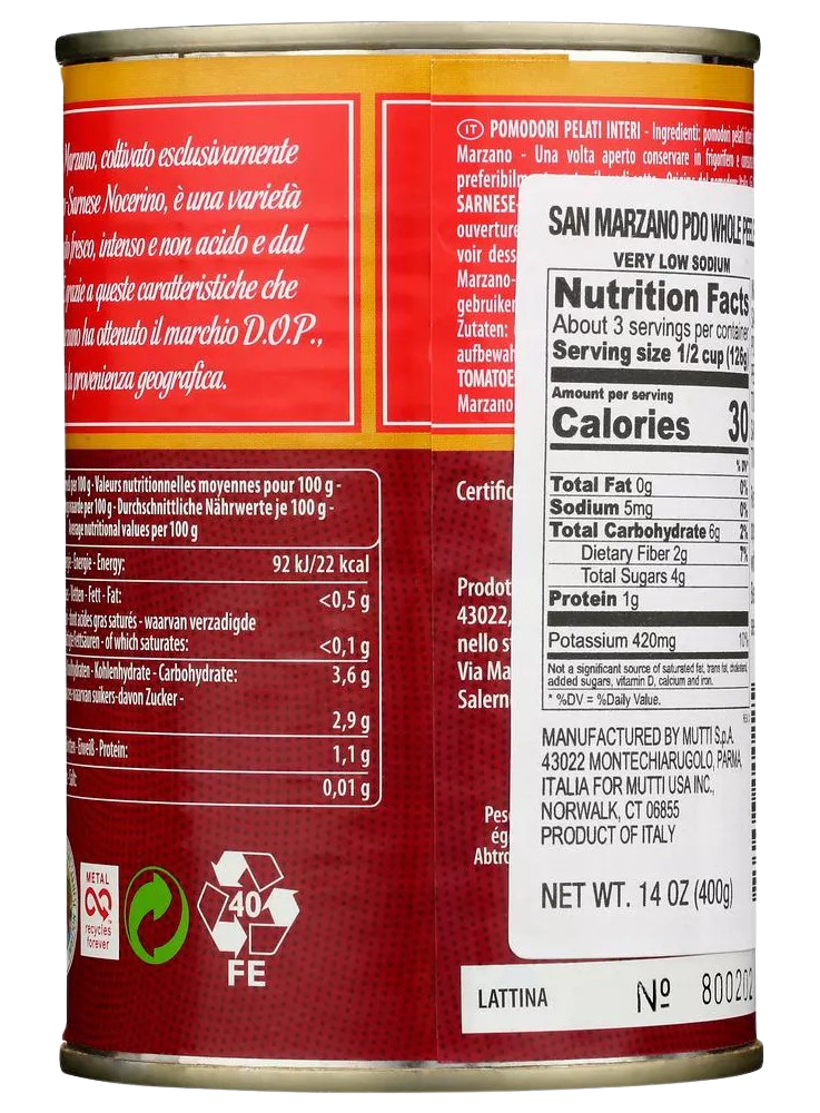 San Marzano DOP Whole Peeled Tomatoes (6 Pack)