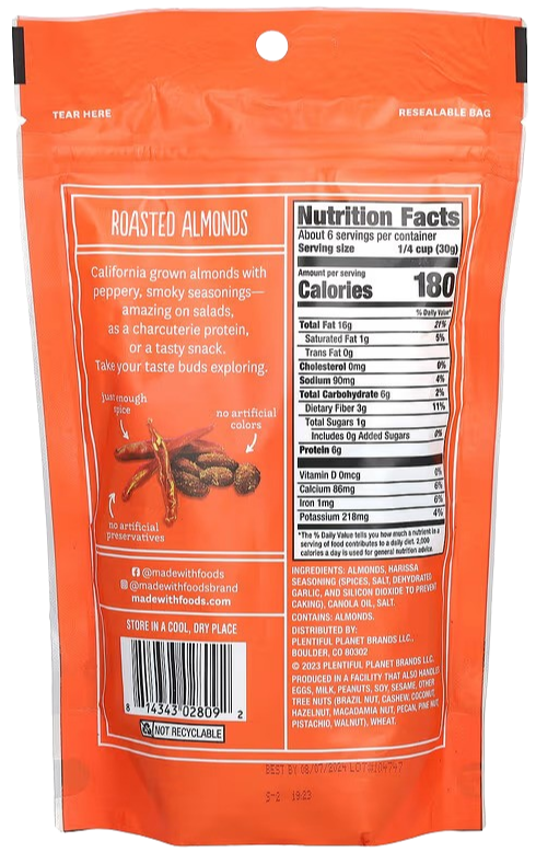 Harissa Seasoned Roasted Almonds