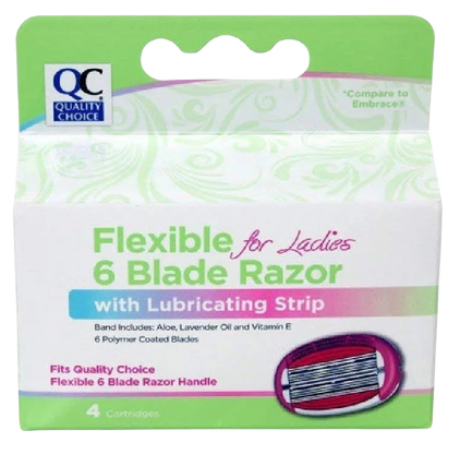 Flexible 6 Blade Razor with Lubricating Strips for Ladies