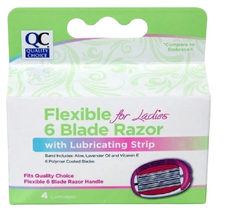 Flexible 6 Blade Razor with Lubricating Strips for Ladies