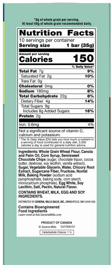 Muffin Chocolate Chip Bar (10 CT)
