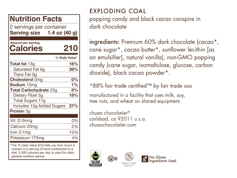 Exploding Chocolate Powder Chuao Chocolatier Exploding Coal Chocolate Bar – Martie