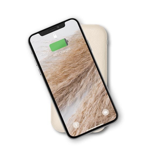 CARRY: Wireless Leather Charging Power Bank - Bone