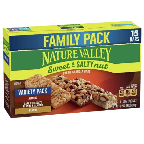 Sweet & Salty Chewy Granola Bars Variety Pack - Dark Chocolate, Peanut & Almond (15 CT)