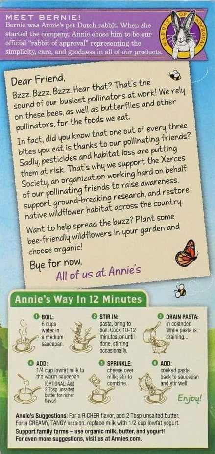 Organic Mac & Bees Pollinator Shapes Pasta with Yummy Cheddar (Macaroni & Cheese)