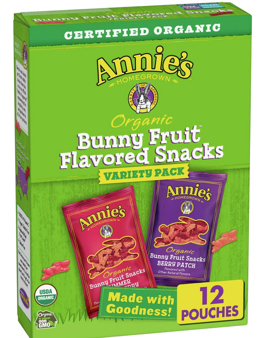 Organic Bunny Fruit Snacks Variety Pack (12 Pouches)