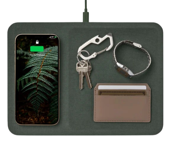CATCH 3: Single-Device Linen Charging Tray - Forest Green