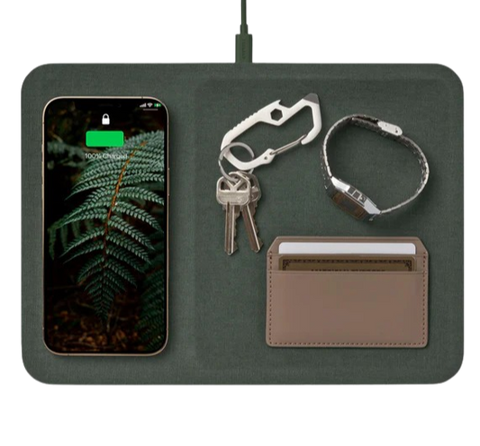 CATCH 3: Single-Device Linen Charging Tray - Forest Green