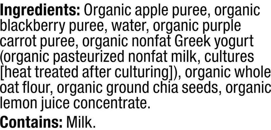 Apple, Blackberry, Purple Carrot, Greek Yogurt, Oat & Chia Pouch (4 Pack)