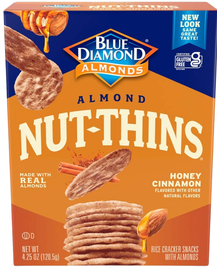 Rice Cracker Snacks With Almonds, Honey Cinnamon