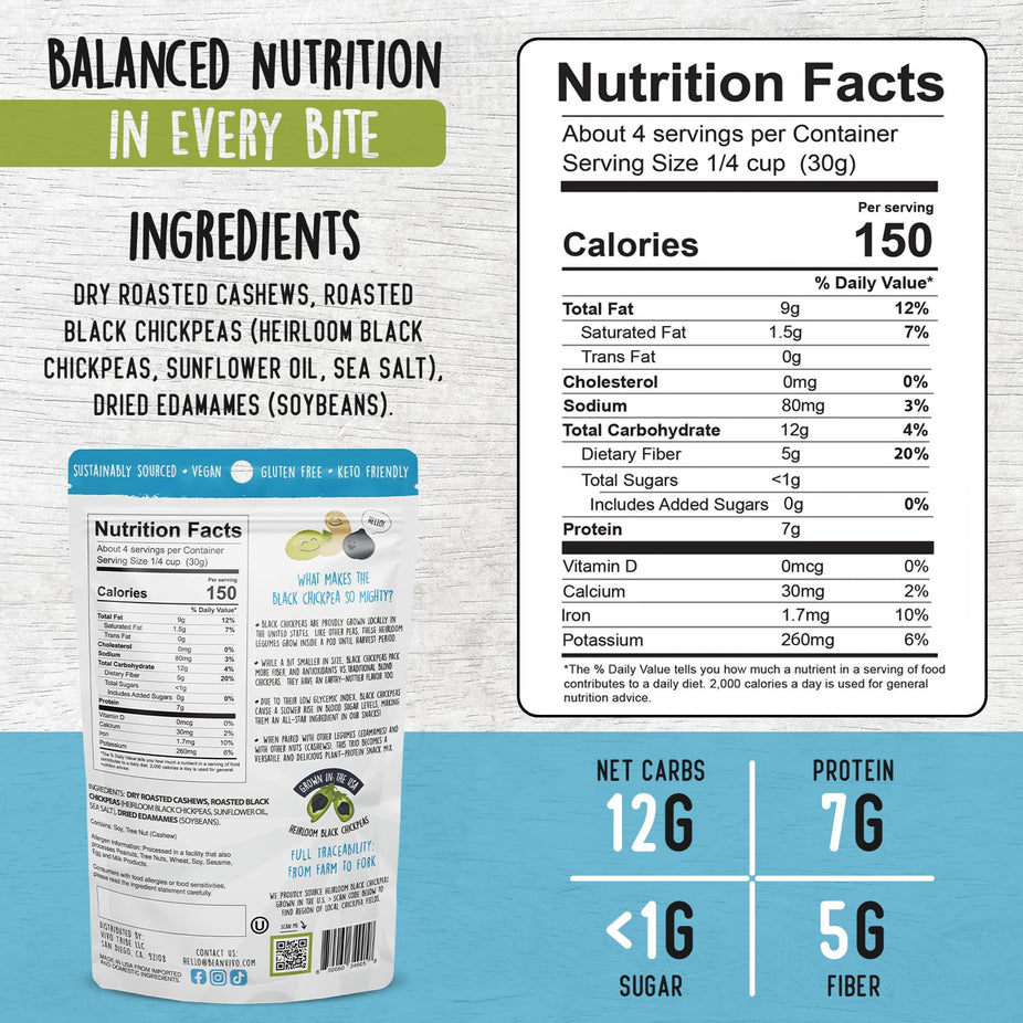 Dried Edamame, Roasted Cashew and Chickpeas - Sea Salt