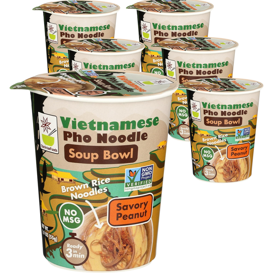 Savory Peanut Vietnamese Pho Noodle Soup Bowl (6 Pack)
