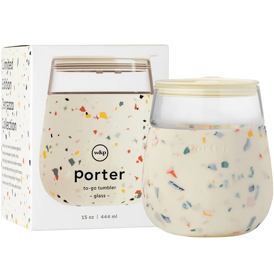 Glass Cup 15oz- Terrazzo Cream