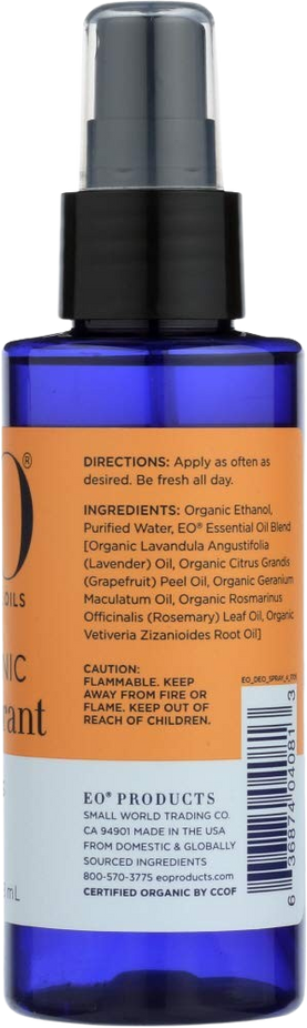 Organic Deodorant Citrus Spray