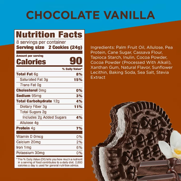 Keto-Friendly Chocolate Vanilla Sandwich Cookies (16CT)