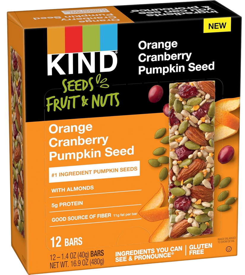 Orange Cranberry Pumpkin Seed Nut Bars (12 CT)