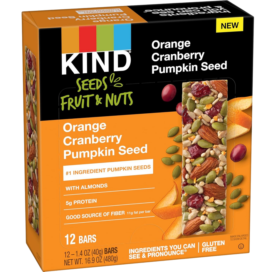 Orange Cranberry Pumpkin Seed Nut Bars (12 CT)
