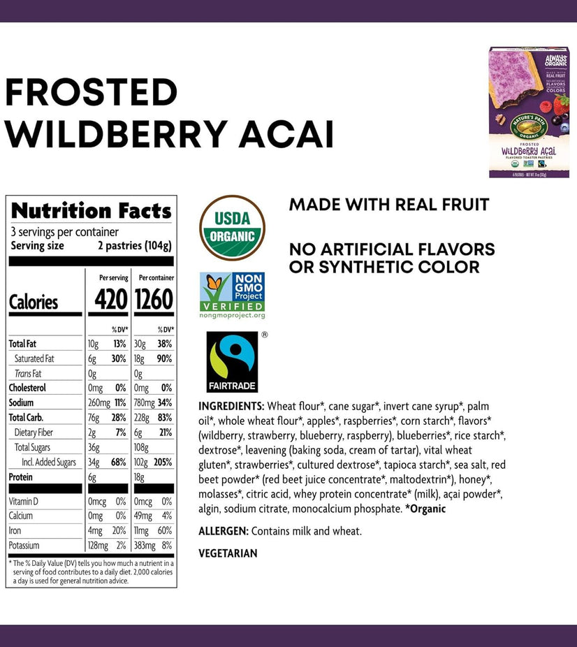 Organic Toaster Pastries Frosted Wildberry Acai